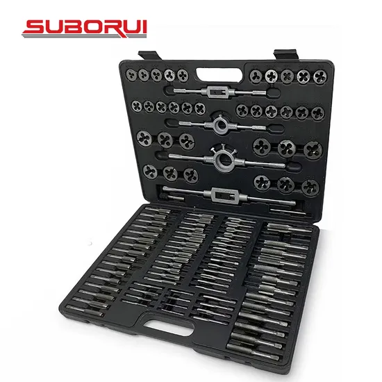 Suborui China Supplier Metric Tap and Die Set M2-M18 110 PCS Rethreading Kit for Making Screw Threads